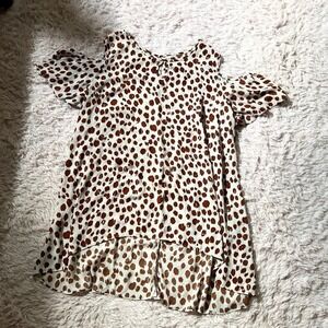 Earthy Cheetah Print Trashy Chic Cold Shoulder High Low Tunic Womens S McBling